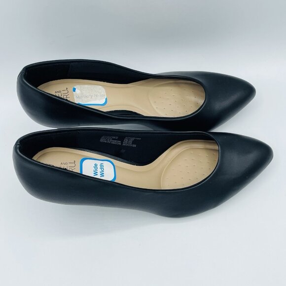 Time and Tru Shoes Womens Size 7.5 Wide Black Kitten Heels Slip On Career Office - Picture 3 of 12